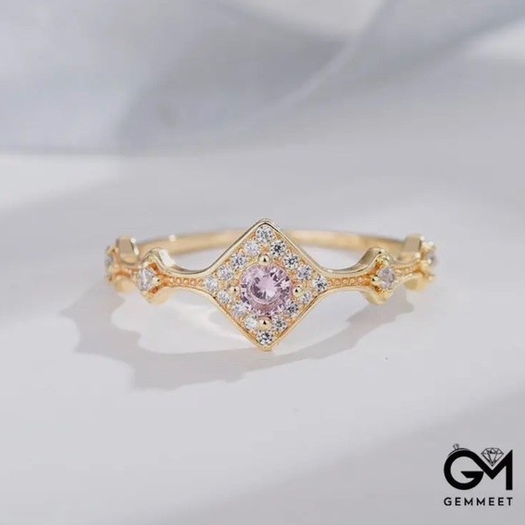 French Rose Pink Tourmaline Zircon Ring - Picture 1 of 5